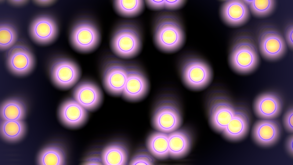 orbs: voronoi bubbles coloured by a palette, streaked and bloomed
