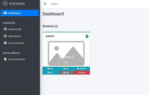 RTSPtoWeb Dashboard